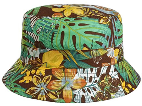 Lipodo Tascott Flowers Bucket Stoffhut Damen - Fischerhut aus 100% Baumwolle - Anglerhut Packable/knautschbar - Frühjahr/Sommer braun L (58-59 cm)