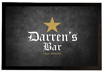 Artylicious Personalised Bar Runner door mat - Grey grunge mat Star Door mat 60 x 40 cm
