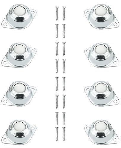 DOYUKY 8 Stück Kugellager Transfer Bearing Kohlenstoffstahl Kugelrollen Universal Kugelrollen Möbelrollen Kugellager Transfer Flach Ball Roller mit 16 Schrauben, für Möbel, Gepäck Schiebe, Förderband