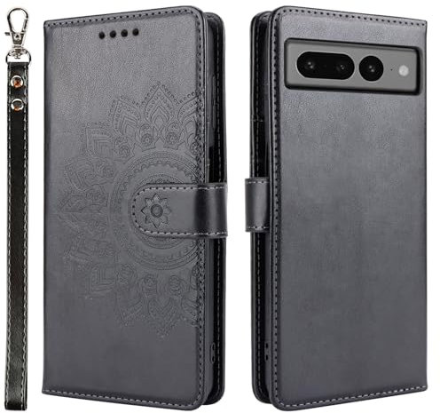 ELTEKER Handyhülle für Google Pixel 7 Pro Hülle Klapphülle mit Kartenfach Schutzhülle Flip Case - Schwarz