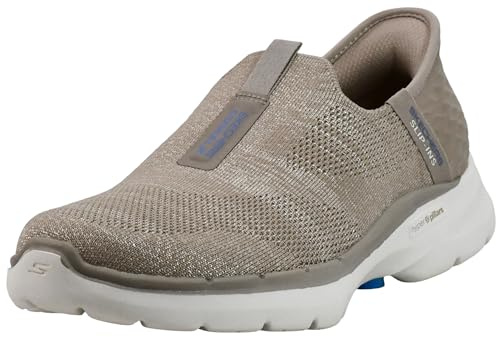Skechers Go Walk Women's 6-Fabulous View Hands Free Slip On Sneaker, Taupe Blue, 8 UK