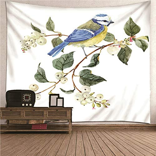 CEVAN Wandteppich Bunt Wanddekoration Kinder Vögel Und Zweige Wandbehang Aesthetic Strandtuch Kunst Dekorationen Decke Wandbehang Stoff Weiß 350x250cm