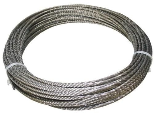 Drahtseil Ø 5 mm mit Aufbau 7x7, 50 Meter aus Edelstahl V4A Seil Edelstahlseil Drahtseile Stahlseil Geländerseil Rankhilfe VA A4 AISI316 AISI 316 Boot