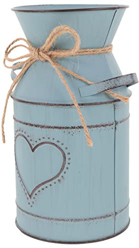 GRIRIW Maceta Hierro Florero Antiguo Jarrón Flores La Vendimia Decoración Retro Cubo Flores Florero Primitivo Decoración Mesa Rústica Planchar Jarra Leche Anticuado