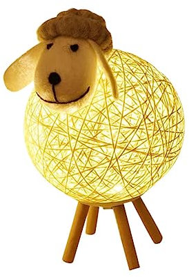 Veemoon Led Schaflampe Nachtlicht Usb Betrieben Warmes Licht Rattan Wollfüllung Wohnzimmer Schlafzimmer Dekor