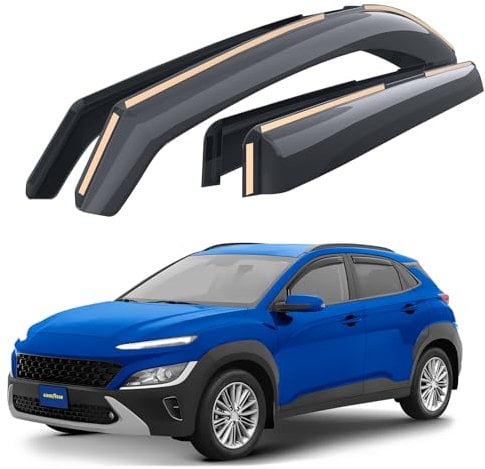 Goodyear Windabweiser für/kompatible mit Hyundai Kona 2018-2022 SUV (MK1) - Integrierte Regenabweiser - Autofenster Regenschutz - Ermöglichen Frischluft - Waschstraßenfest - Einfache Montage 4 Set R