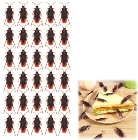 30 Piezas Cucarachas Falsas, Accesorios de Broma para Halloween Inocentes, Cucaracha Juguete Simulación, Broma de Cucarachas, Juguete de Cucaracha Falsa Interesante, Inocentes y Bromas de Halloween