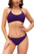 SHEKINI Damen Bikini Set Niedriger Kragen Ruched Rückenfrei Verstellbar Bikinioberteil Chic Zweiteiliger Badeanzug mit Triangel Bikinihose Strandmode（M，Dunkellila-A）