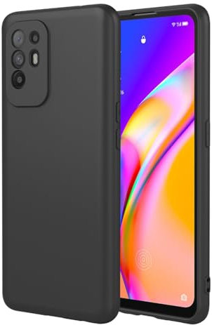 SEAHAI Funda para OPPO A94 5G, Ultradelgado Suave Carcasa de Silicona Líquida Protectora, Moda Mate Sedoso Tocar TPU Bumper Antigolpes Cubierta - Negro