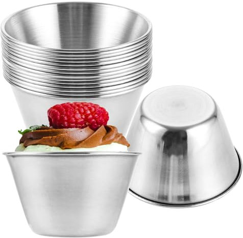 ZOFUN 16 Stück Dip Schälchen Edelstahl, 120ML Puddingform, Saucenschälchen Ø 7.5cm, Dipschalen Set Sojasauce Schälchen, Kleine Edelstahl Schüssel für Saucen, Dips, Snacks, Snackschalen