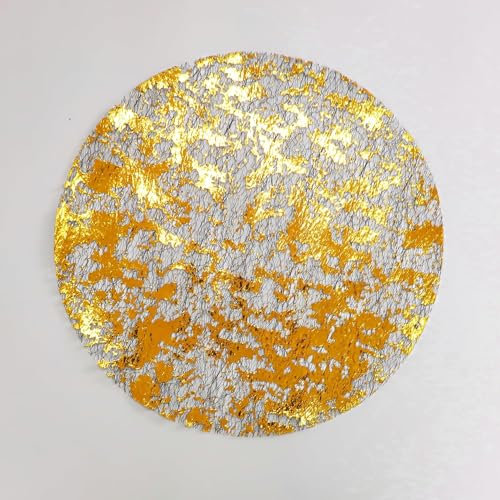 Tovagliette Rotonde Nere e Oro, 24 Pezzi Tovagliette Colazione Sottopiatti Rotondi Rete Placemats, Tappetini da Pranzo in Lamina d'oro, Decorazione per Tavolo da Pranzo, Cucina, Ristorante, Matrimoni