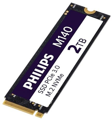 Philips Interne Solid State Drive M.2 M140 - NVMe PCIe Gen3 2 TB (2280), für Desktop-PCs und Notebooks, für Grafik- und Videobearbeitung, Gaming, Lesen 3500 MB/s, Schreiben 3100 MB/s