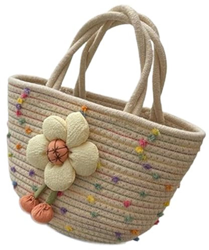 TAKOXIA Tasche für Damen, stilvolle gewebte Tasche mit bunten, trendigen, handgewebten für Damen, perfekt für tägliche Besorgungen und Freizeitausflüge, Niu Hua Bao Beige Co, As shown in the figure