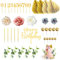 41pcs Boho Decoracion Tartas, Topper de Pastel Bohemia Flores, Decoración de Bola de Pastel, Cake Toppers Hojas de Palma Doradas para DIY Cumpleaños Baby Shower Boda Fiesta