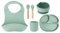 Juego de vajilla para niños con cubiertos MoMi AMI, set de 6 piezas: babero, cuchara, tenedor, plato, bol 360 ml, taza 180 ml, hecho de silicona, apto para lavavajillas y microondas