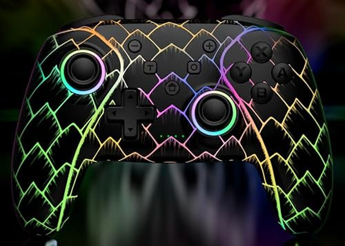 Fanxieast Nintendo 3DS & 2DS Cases for Switch/Lite/OLED, RGB LED Light Wired Windows/Wireless iOS Android Switch PC Controller/ Pro Controller-Black