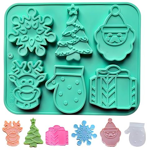 Moldes de Silicona de Navidad para Chocolate, Dulces, Copo de Nieve, Bastón de Caramelo, Muñeco de Nieve, Árbol de Navidad, Muñeco de Jengibre, Papá Noel, Caja de Regalo