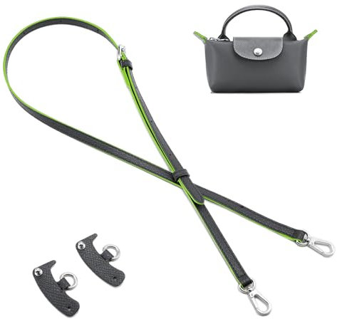 QIUTIMIY Leder-Handtaschengurt, Ersatz-Schultertaschengurte-Geldbörsen, verstellbarer Crossbody-Schultergurt(Graphitgrau,Silber)