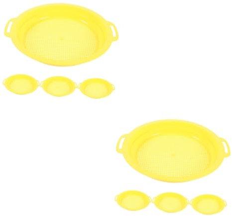 Milisten 2 Set Setaccio Minerario Attrezzo per Cercare Oro Setaccio per Filtrare Minerali Ricerca Dell'oro Ciotole Padella Classificare L'Oro Setaccio di Sabbia Plastica Yellow 4 Pezzi * 2