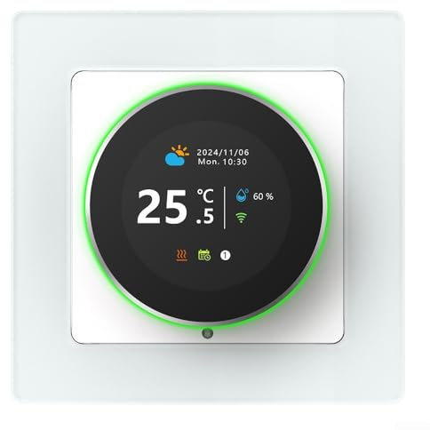 HpLive Intelligenter WLAN-Thermostat für Fußbodenheizung, Programmierbarer Drehregler, Temperaturschutz, APP-Steuerung(wandmontierter Heizkessel)