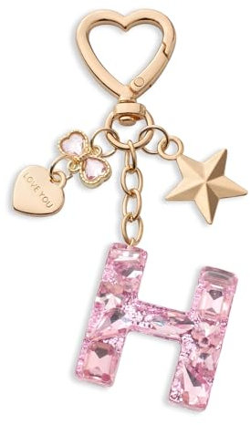 CHUQING Schlüsselanhänger Buchstabe Glitzer Schlüsselanhänger mit Anfangsbuchstabe für Mädchen Frauen Rosa H