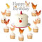 Kuchendekoration mit Huhn-Motiv, 13 Stück, Motiv: Hennen, Bauernhof, Bauernhof, Kuchendekorationen für Jungen, Mädchen, Kinder, Cheer to Farm, 1., 2., 3. Geburtstag, Partyzubehör