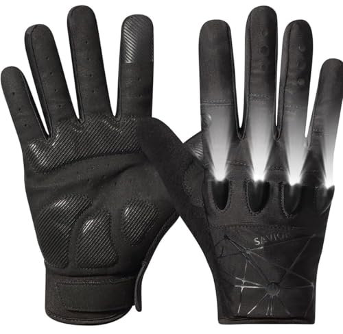 PZOFERLIN Outdoor-Taschenlampenhandschuhe Vollfinger-Handschuhe mit freihändiger Taschenlampe, LED-Taschenlampenhandschuhe for den Außenbereich(S)