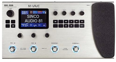 M-Vave MK-300 - Multieffektprozessor für Gitarre und Bass, 11 Module, über 320 Effekte, 120 Verstärker, IR-Loader, Looper, Drumcomputer, BT- und USB-Soundkarte