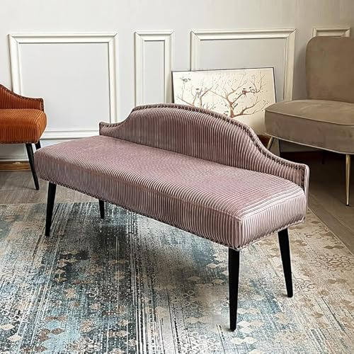 Luxus-Nacht-Endbank mit Rückenlehne, samtpolsterte Schlafzimmerbank Essschalter, Moderne ottomane Sitzbank Eingangsbank Dekor-Light Grey, Rosa, 100x40x66 cm (39x16x26inch)