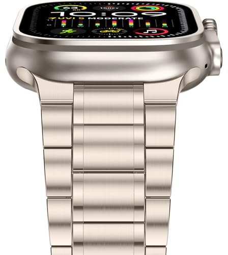 Anlinser Metallarmband Kompatibel mit Apple Watch Armband 49mm 46mm 45mm 44mm 42mm, Fünf-Link Edelstahl Ersatzarmbänder für iWatch Ultra 2/1 Serie 10 9 8 7 6-1 SE (Polarstern)