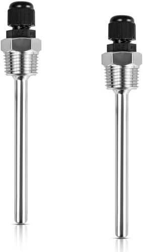 NISENTIA 2 Stück Tauchhülse 1/2, 8×100mm Edelstahl Tauchhülse 1/2 Zoll Gewinde Thermowell Tauchhülsen für Temperaturfühler Tauchschutzrohre für Thermoelemente Schutzrohr für Temperaturfühler