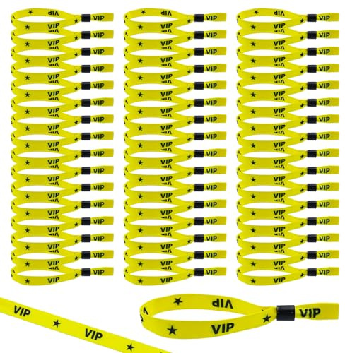 50 Stück VIP Einlassbänder Stoff Goldene Festival Bändchen mit Verschluss | Eintrittsbänder zur Identifikation Vip Eintrittsarmbänder Partybänder für Party Events Geburtstag Konzerte Partys Hochzeit