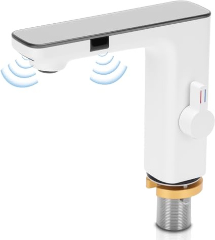 Gugxiom Robinet de salle de bain sans contact - Robinet automatique avec capteur - Affichage numérique - Mitigeur eau chaude et froide - Noyau de valve en céramique - Robinet pour toilettes de salle