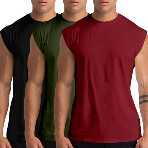 Herren Baumwoll-Tanktops, ärmellose Muskelshirts für Fitness & Training