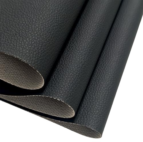 LERNOU Kunstleder Meterware Gekörnt Lederimitat Stoff für Autositze Schwarz | 200x140cm Hochwertiges Kunstleder Stoffe, Wasserdicht Kunstleder Lederstoff Meterware zum Sofas Autositze Möbeldekoration