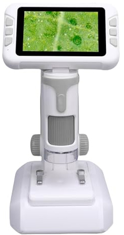 Luocute Kindermikroskop, 1600-fache Vergrößerung, 4-Zoll-LCD-Bildschirm, Digitales Mikroskop mit LED-Licht und Farbfilter, für die Erforschung der Bildungswissenschaften (Gray)