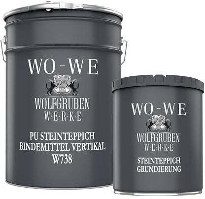 WO-WE PU Steinteppich Bindemittel Vertikal 3Kg + Grundierung 1Kg | Set für Wand Treppe Sockel W738