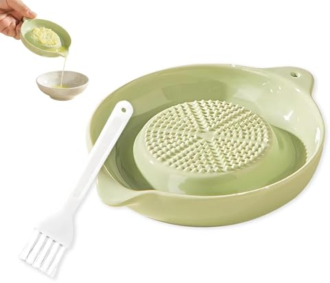 Keramik Reibe, Ingwerreibe Keramik, Keramiks Ingwer Reibes, Ingwer Knoblauch Reibe Keramikreibe mit Bürste für Obst, Gemüse, Senf, Ingwer, Knoblauch Zwiebel
