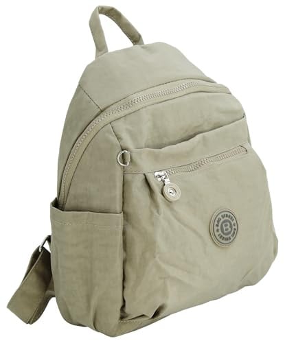 BAG STREET Kleiner Damen Rucksack - Sehr leichter Daypack | Nylon Backpack robust wasserabweisend casual Freizeit (Beige)