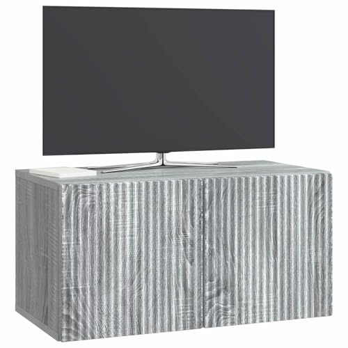 vidaXL Wandmontierter TV-Schrank Graues Sonoma 59,5 x 31 x 30 cm, Wohnzimmer, Moderne Entertainment-Wand, rechteckige TV-Konsole, stylischer Stauraum, hängender Schrank