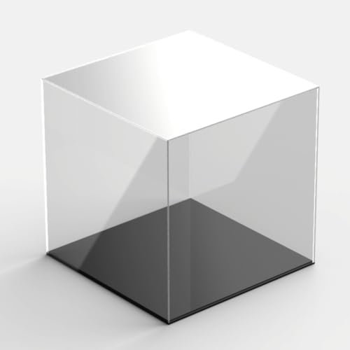 Hansen Vitrine Acryl / Schaukasten / Objektvitrine / Showcase quadratisch, 300x300x300 mm, mit schwarzem Boden