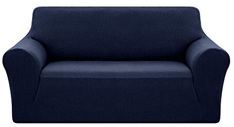 Deconovo Copridivano 2 Posti in Elastico Moderne Fodera Protettiva Divano Universale con Braccioli per Divano Blu Navy