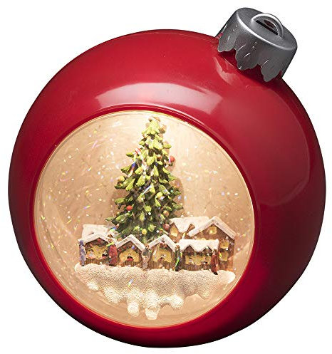 Konstsmide LED Weihnachtskugel Weihnachtsmarkt, wassergefüllt, 5h Timer, warm weiße Diode, batteriebetrieben, Innen - 4360-550