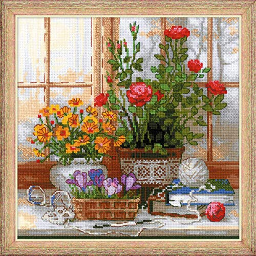 RIOLIS Cross Stitch Kit - 1763 - Crocuses on Windowsill