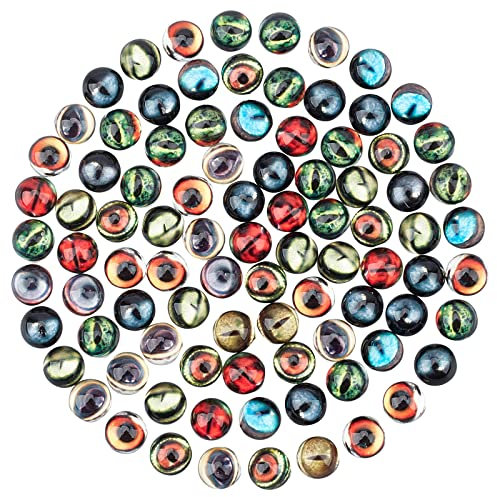 PandaHall 100 stücke 8mm Runde Tier Bösen Augen Flatback Glaskuppel Cabochons Edelsteine für Halloween Cameo Anhänger Schmuck Machen Handwerk Scrapbooking