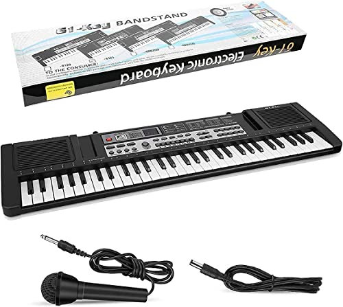 Tastatur Klavier Digital Keyboard Tragbare Elektronische Klaviertastatur, Klavier 61 Tasten Tragbare elektronische Orgel Digital Tastatur mit Mikrofon Musikspielzeug Jungen und M?dchen