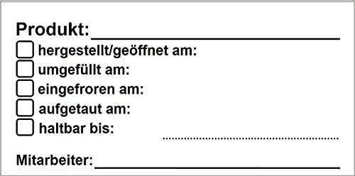 500 Etiketten im Spender, Wasser-AB-lösbar (Für HACCP-5zeilig)