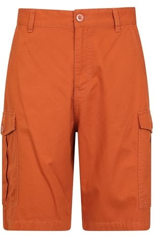 Mountain Warehouse Lakeside Mens Shorts - 100% Durable Twill Cotton Cargo Shorts, Durable Shorts, 6 Pockets - for Walking, Running, Hiking & Camping Orange Men's W30