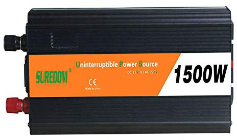1500W Inversor De Corriente 12V A 220V Transformador Convertidor con Pantalla LCD 2 AC Tomacorrientes para Computadora Portátil, Teléfono Inteligente-12V