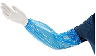 OneProtek Manchette jetable en polyéthylène - 100 Manchon imperméable - Élastiques aux deux extrémités - Taille unique (45 cm) - Bleu
